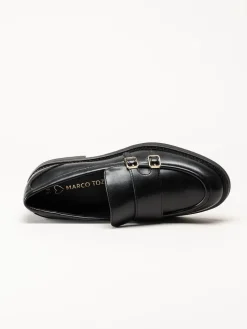Marco Tozzi - Svarta loafers i skinnimitation