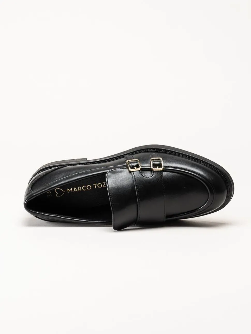 Marco Tozzi - Svarta loafers i skinnimitation