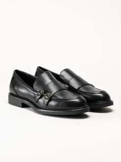 Marco Tozzi - Svarta loafers i skinnimitation