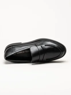 Marco Tozzi - Svarta loafers i skinnimitation