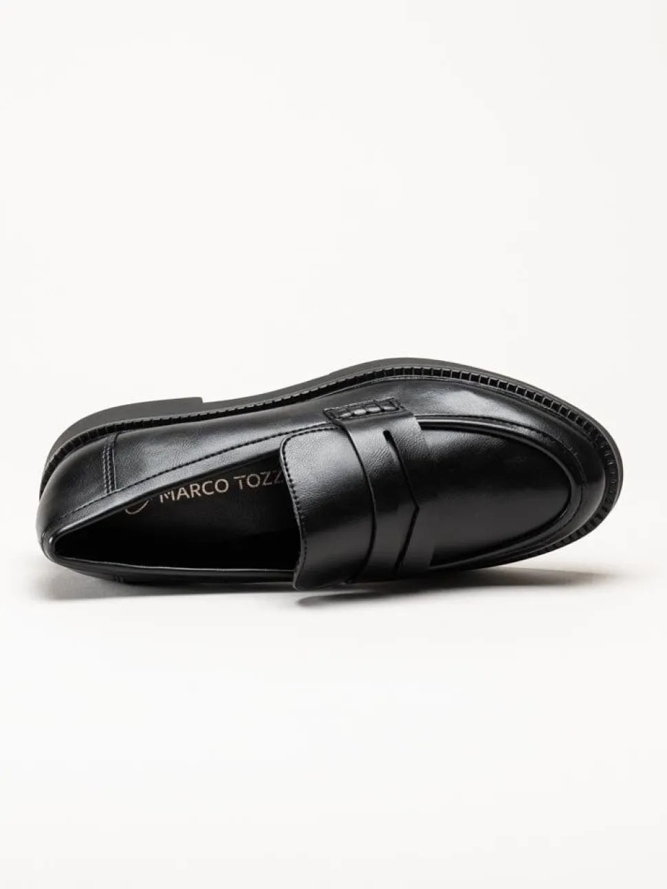 Marco Tozzi - Svarta loafers i skinnimitation