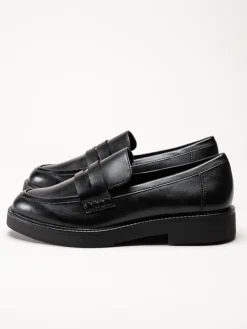 Marco Tozzi - Svarta loafers i skinnimitation