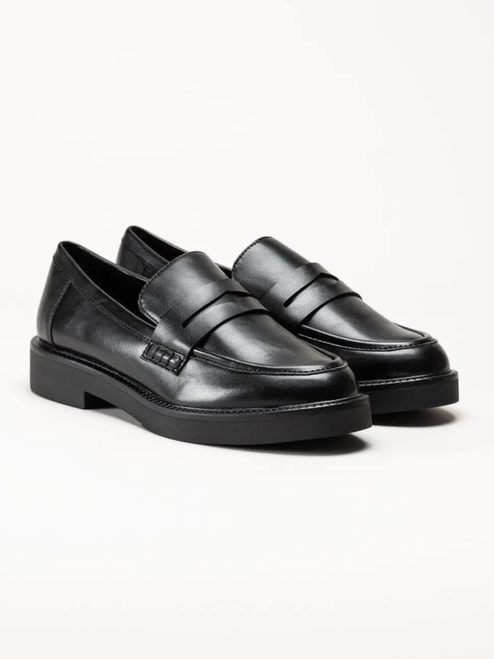 Marco Tozzi - Svarta loafers i skinnimitation