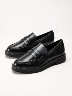 Marco Tozzi - Svarta loafers i skinnimitation