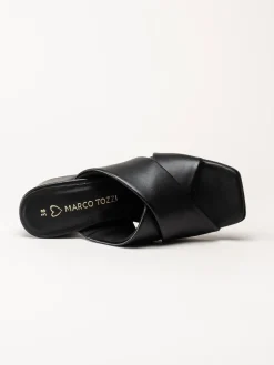 Marco Tozzi - Svarta mules i skinnimitation
