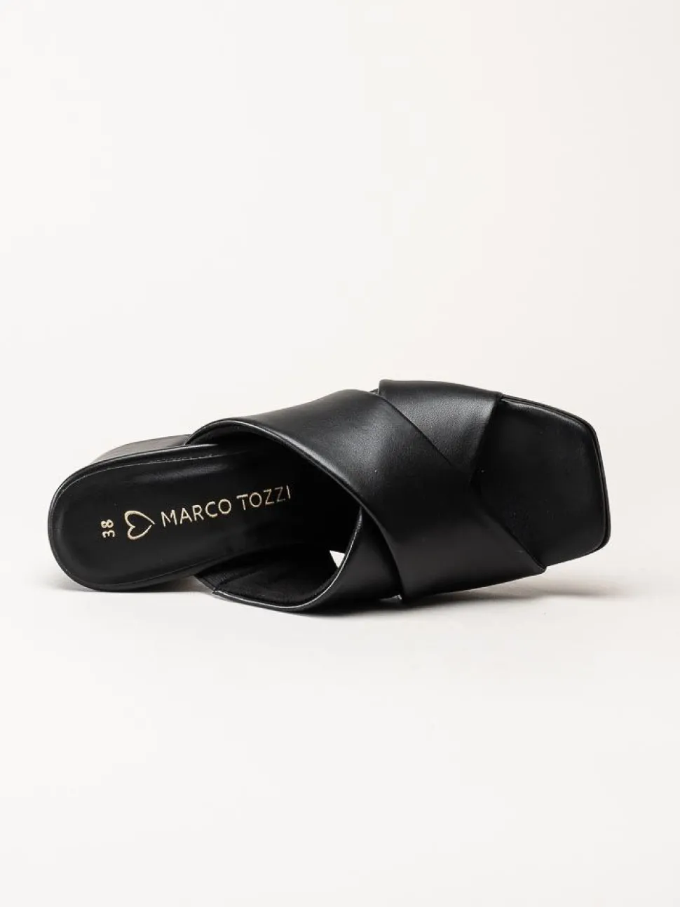 Marco Tozzi - Svarta mules i skinnimitation
