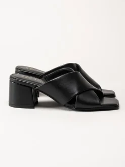 Marco Tozzi - Svarta mules i skinnimitation