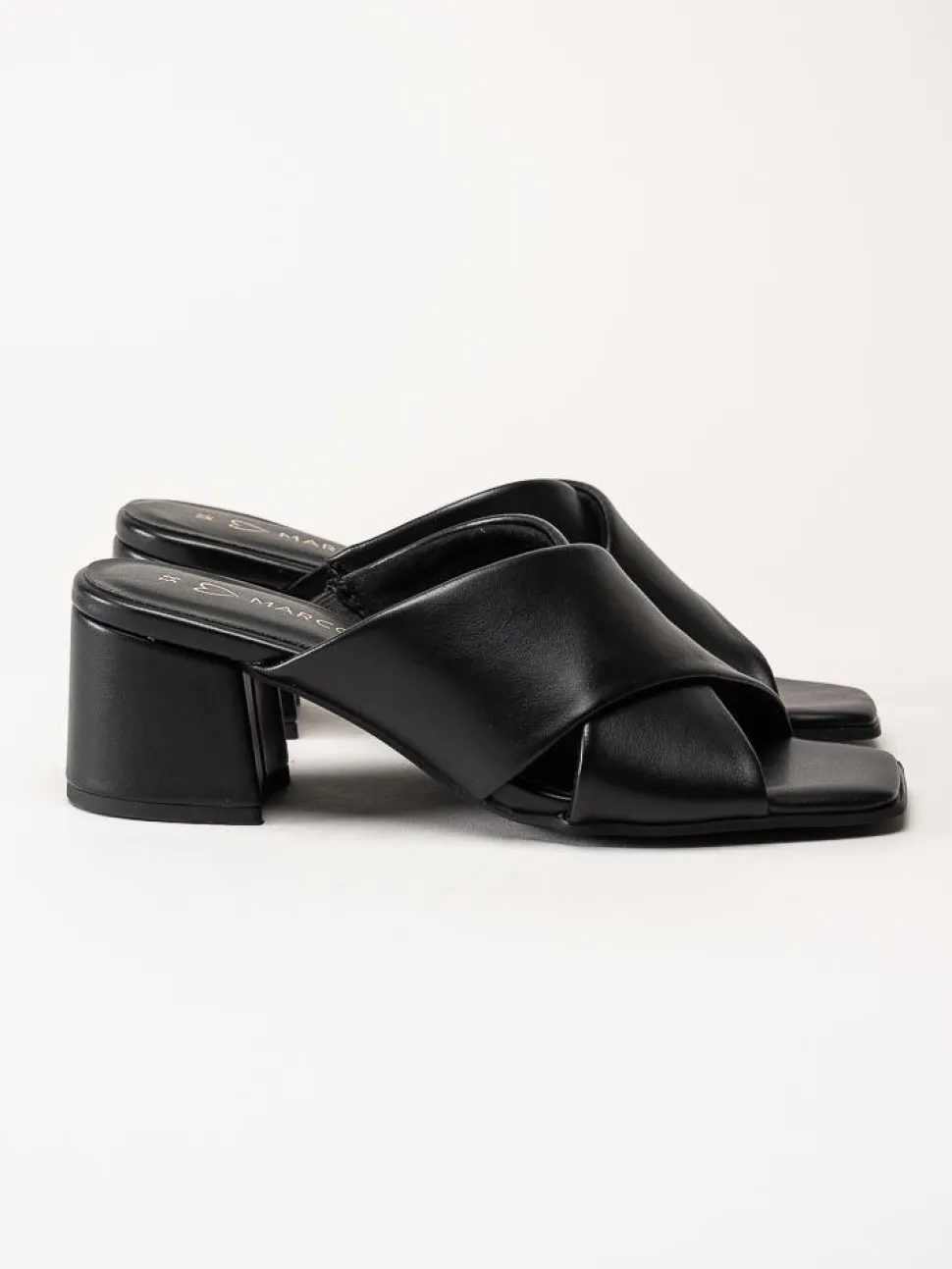 Marco Tozzi - Svarta mules i skinnimitation