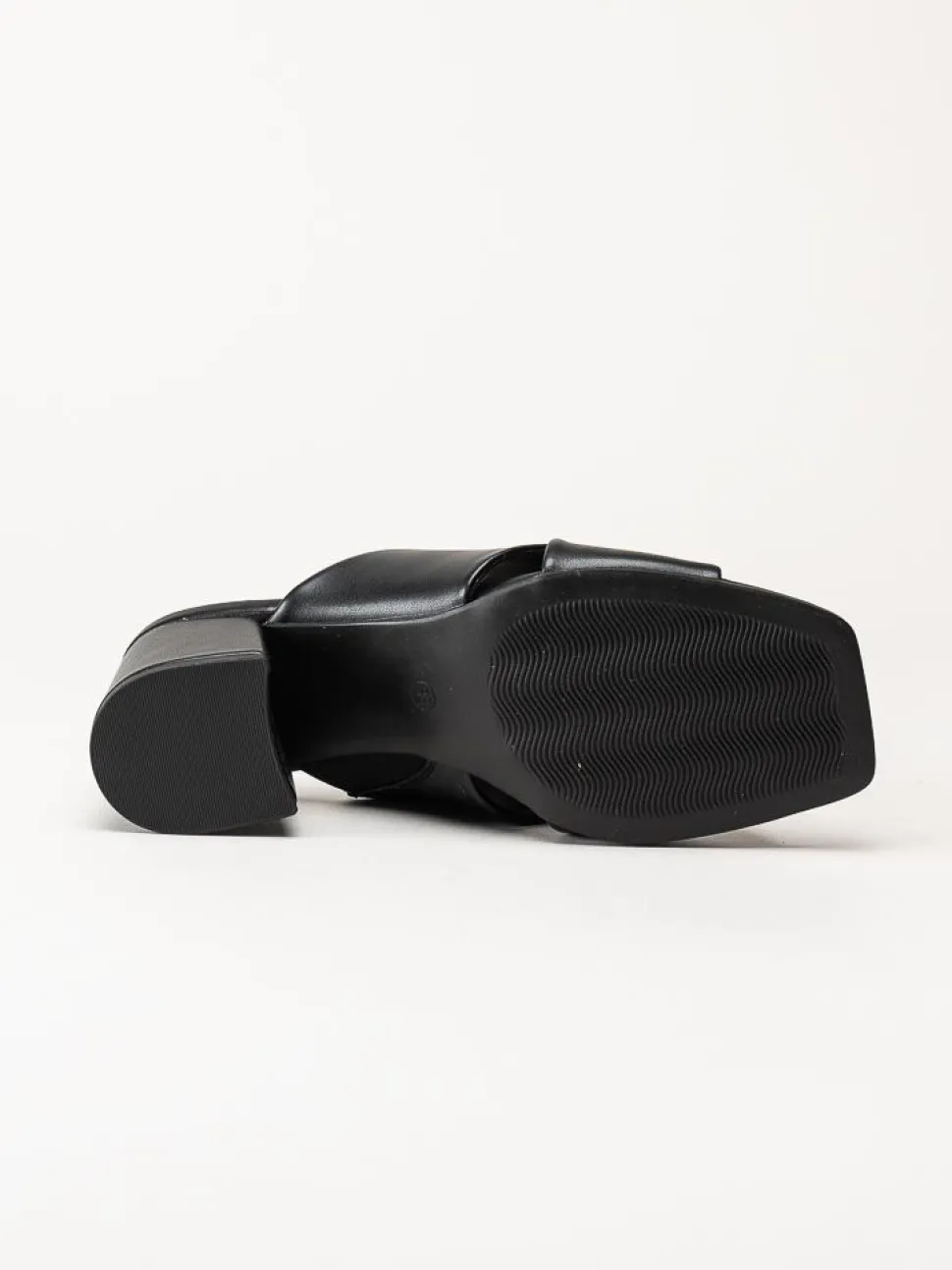 Marco Tozzi - Svarta mules i skinnimitation