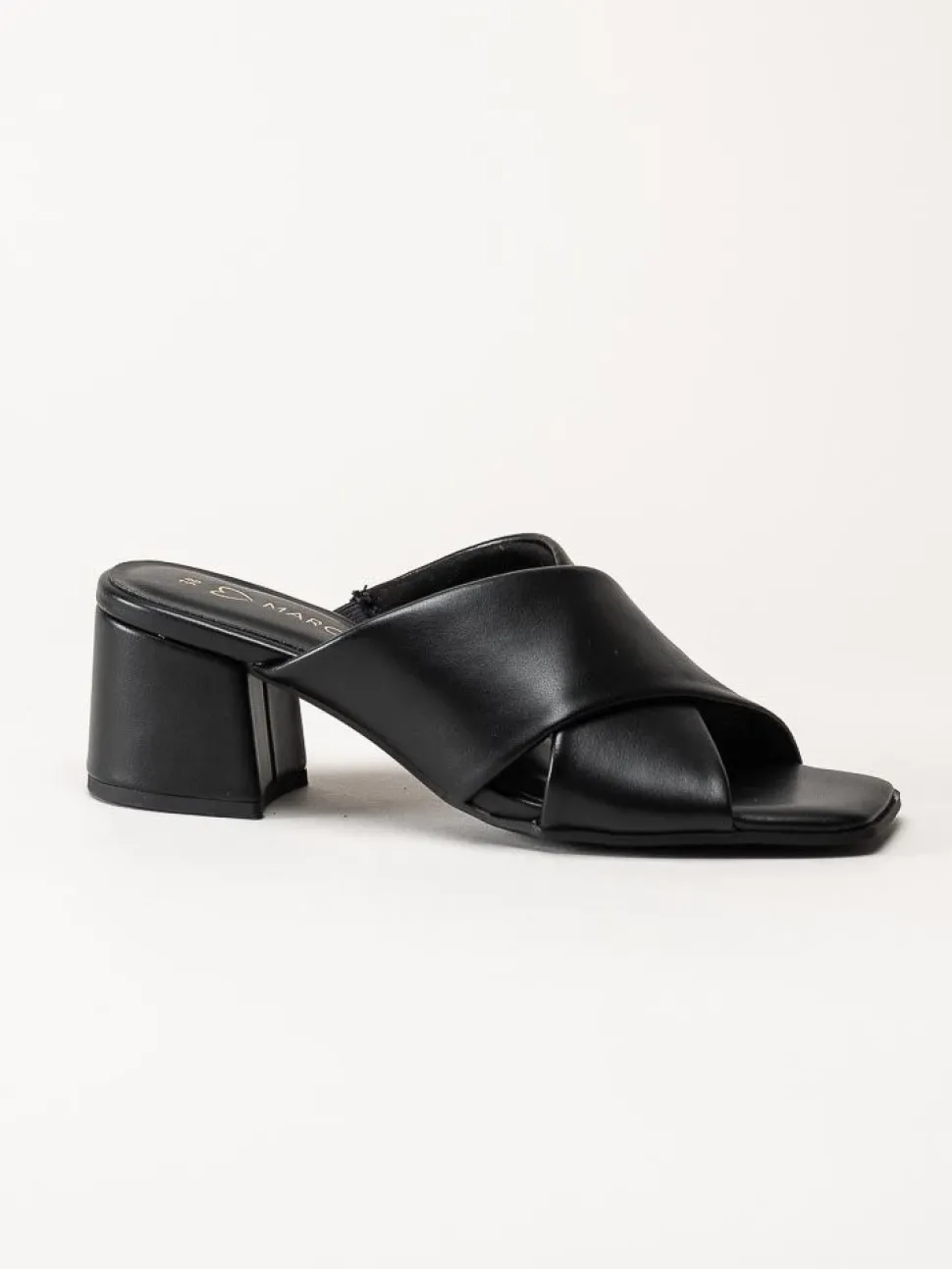 Marco Tozzi - Svarta mules i skinnimitation