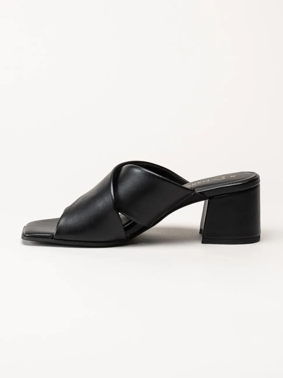Marco Tozzi - Svarta mules i skinnimitation