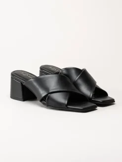 Marco Tozzi - Svarta mules i skinnimitation
