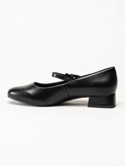 Marco Tozzi - Svarta pumps i skinnimitation