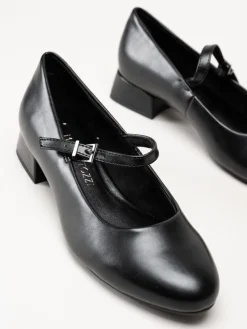 Marco Tozzi - Svarta pumps i skinnimitation