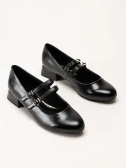 Marco Tozzi - Svarta pumps i skinnimitation