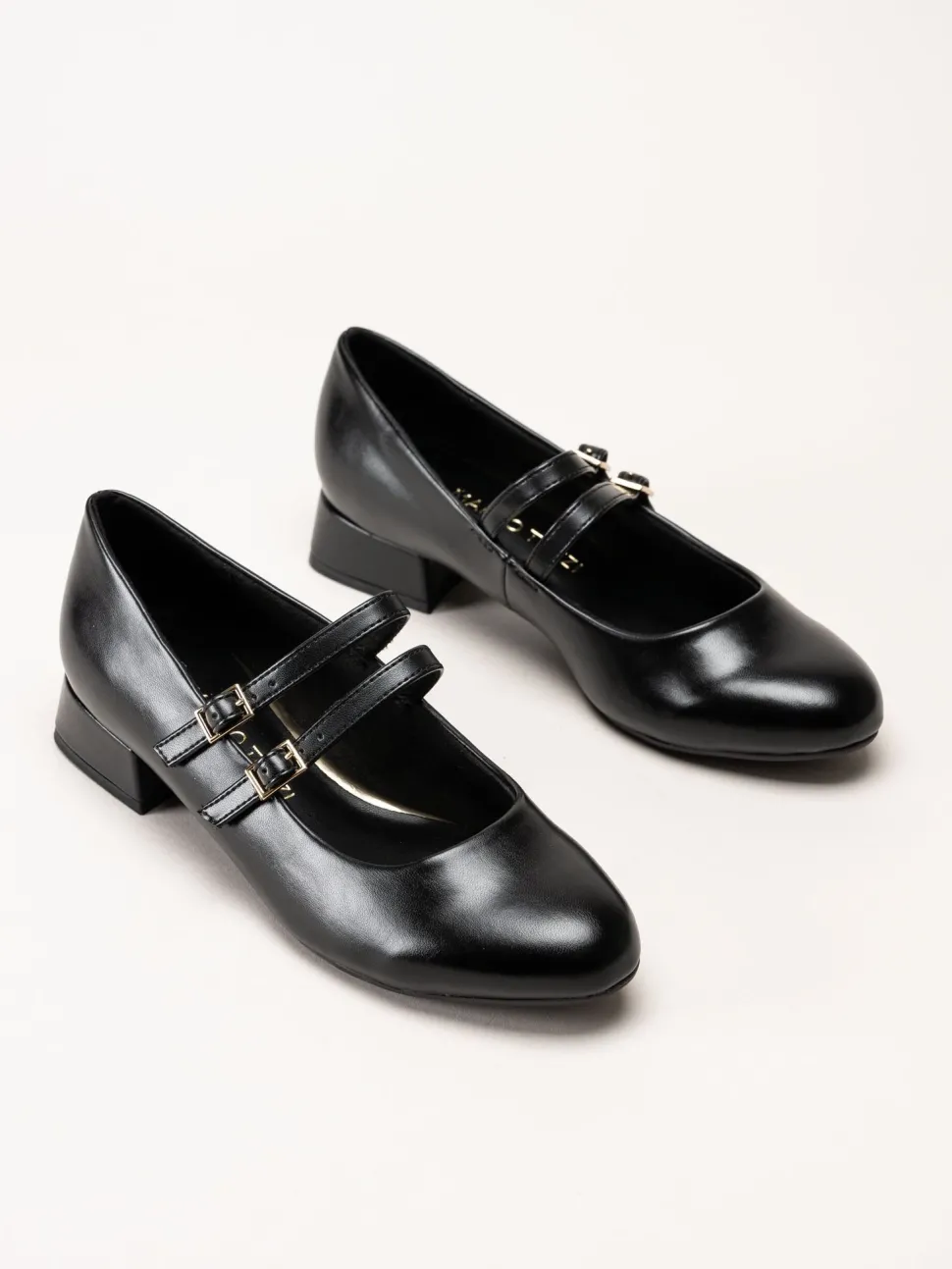 Marco Tozzi - Svarta pumps i skinnimitation