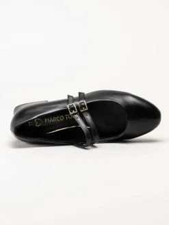 Marco Tozzi - Svarta pumps i skinnimitation