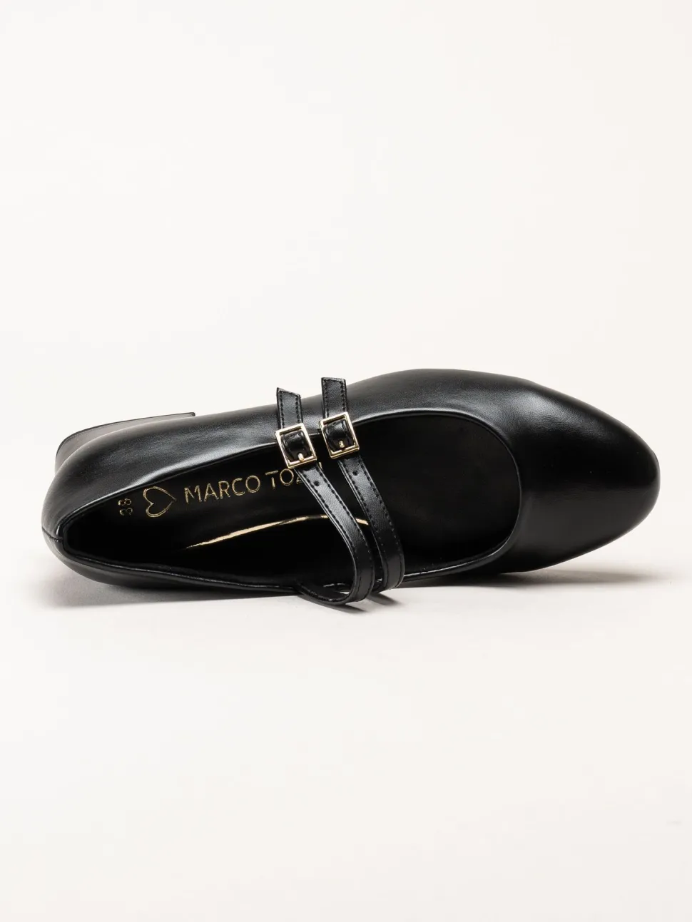 Marco Tozzi - Svarta pumps i skinnimitation