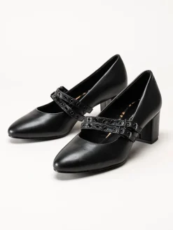 Marco Tozzi - Svarta pumps med slejf