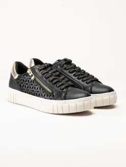 Marco Tozzi - Svarta sneakers i skinnimitation