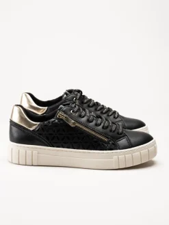 Marco Tozzi - Svarta sneakers i skinnimitation