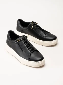 Marco Tozzi - Svarta sneakers i skinnimitation