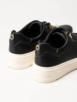 Marco Tozzi - Svarta sneakers i skinnimitation