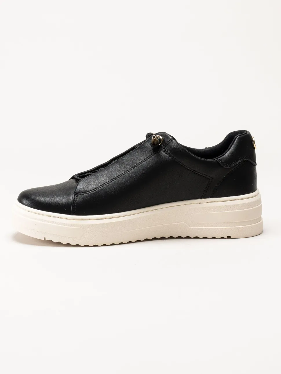 Marco Tozzi - Svarta sneakers i skinnimitation