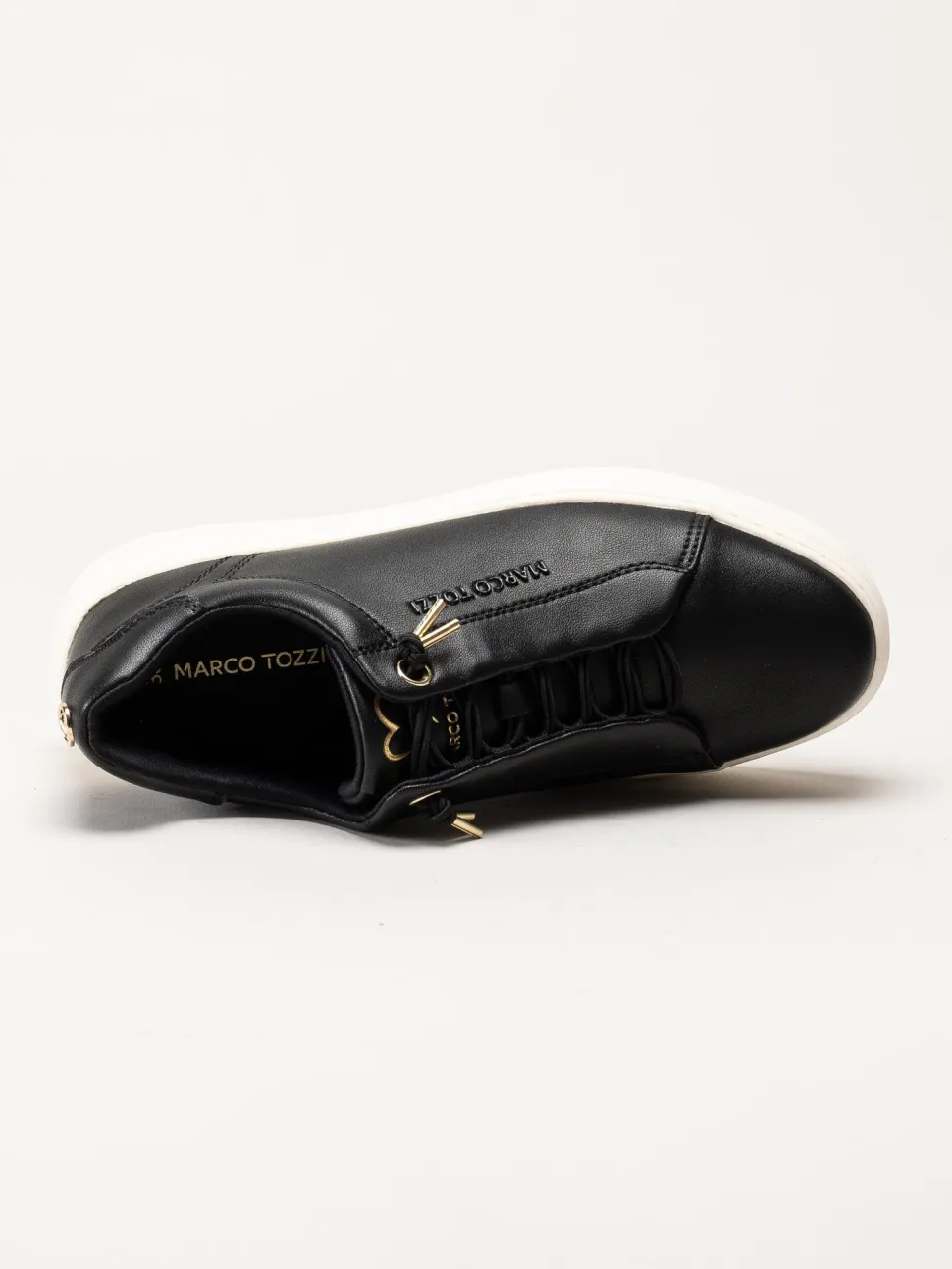 Marco Tozzi - Svarta sneakers i skinnimitation