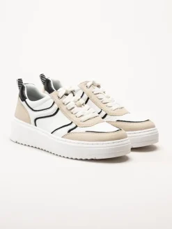 Marco Tozzi - Vita sneakers med beige detaljer
