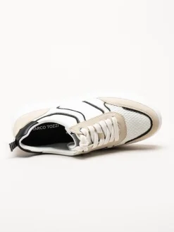 Marco Tozzi - Vita sneakers med beige detaljer
