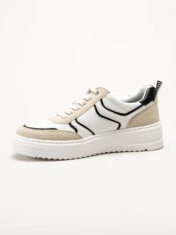 Marco Tozzi - Vita sneakers med beige detaljer