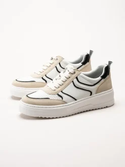 Marco Tozzi - Vita sneakers med beige detaljer
