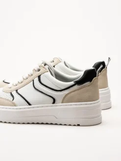 Marco Tozzi - Vita sneakers med beige detaljer