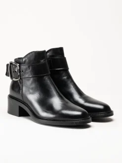 Mjus - Cortina - Svarta booties i skinn