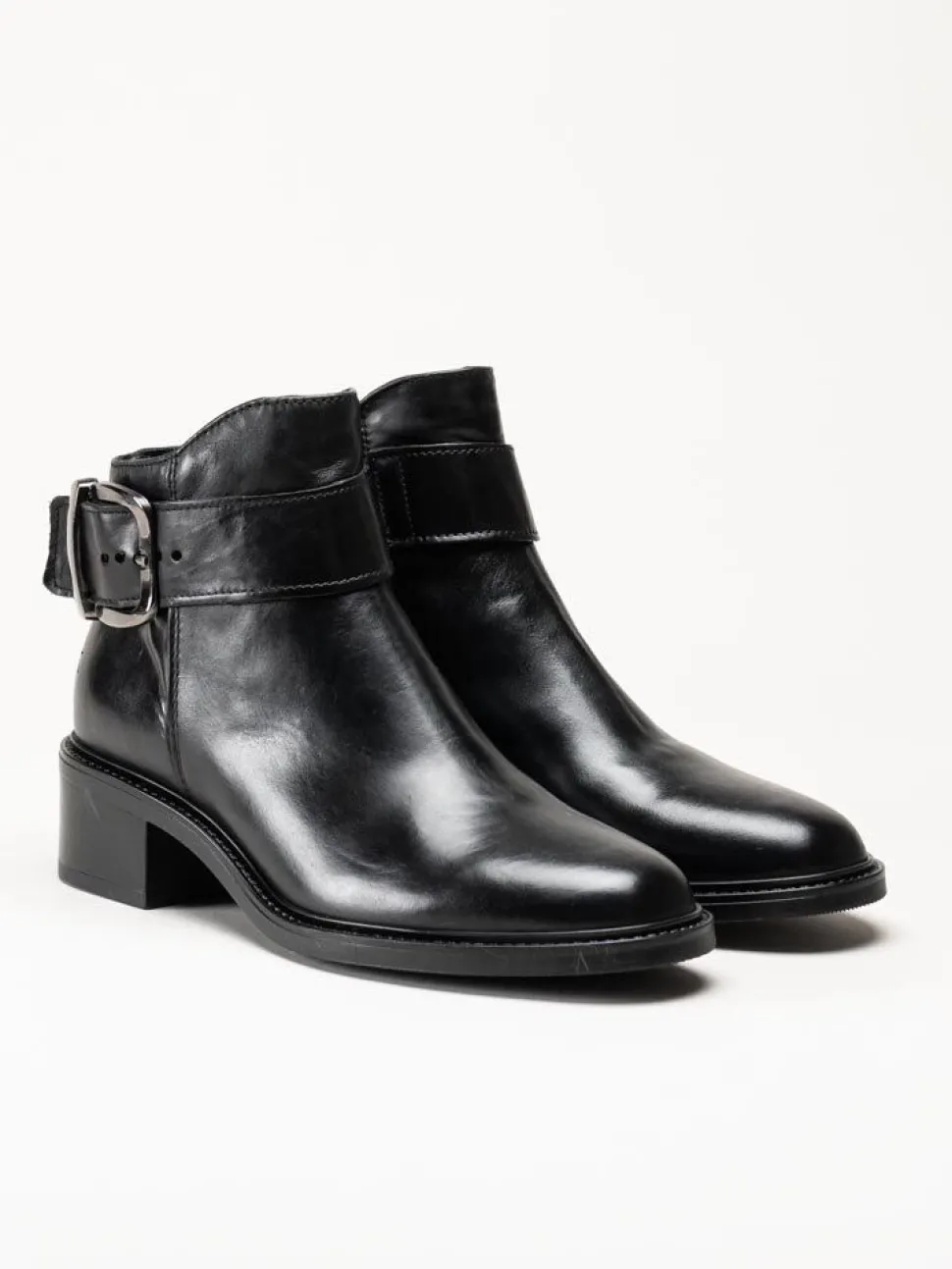 Mjus - Cortina - Svarta booties i skinn
