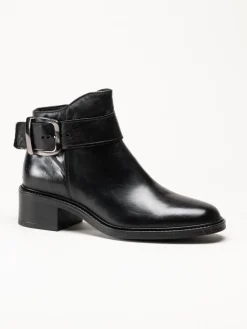 Mjus - Cortina - Svarta booties i skinn