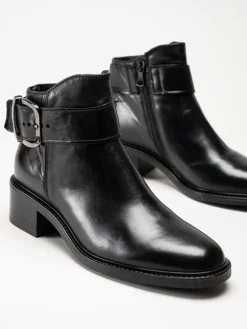 Mjus - Cortina - Svarta booties i skinn