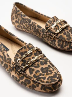 Novita - Parma - Leopardfärgade loafers i mocka