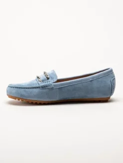 Novita - Parma - Ljusblå loafers med silverfärgat spänne
