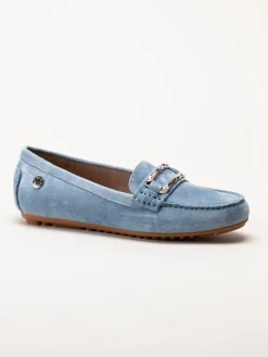 Novita - Parma - Ljusblå loafers med silverfärgat spänne