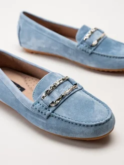 Novita - Parma - Ljusblå loafers med silverfärgat spänne