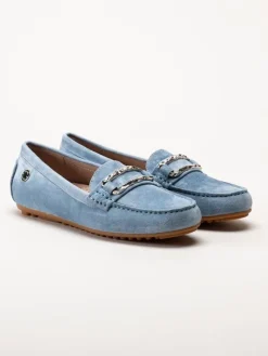 Novita - Parma - Ljusblå loafers med silverfärgat spänne