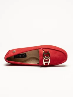 Novita - Parma - Röda loafers i mocka