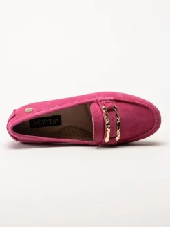 Novita - Parma - Rosa loafers med guldfärgat spänne