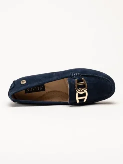 Novita - Parma Royal - Marinblå loafers i mocka
