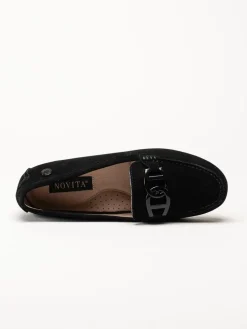 Novita - Parma - Svarta loafers i mocka