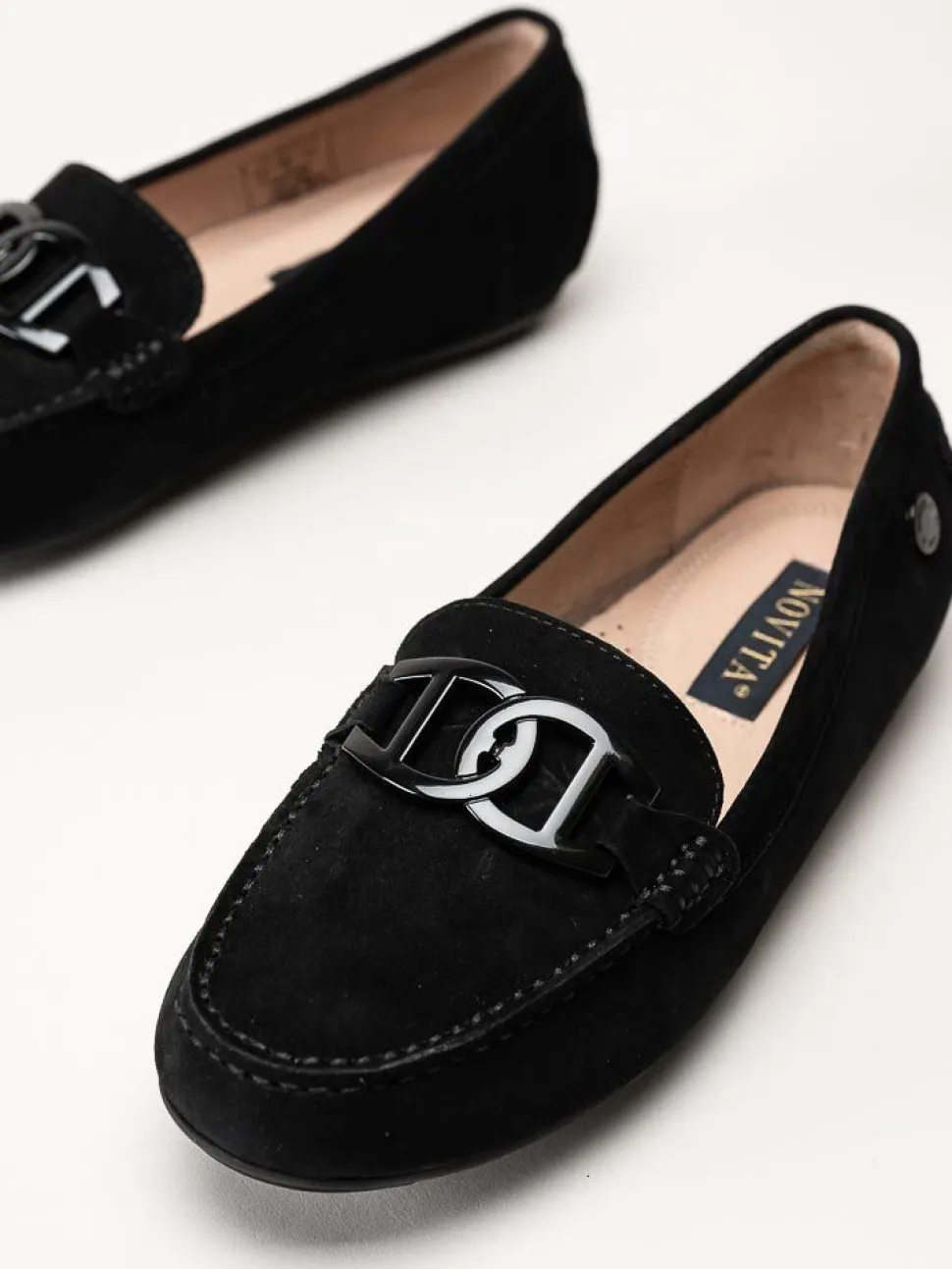 Novita - Parma - Svarta loafers i mocka