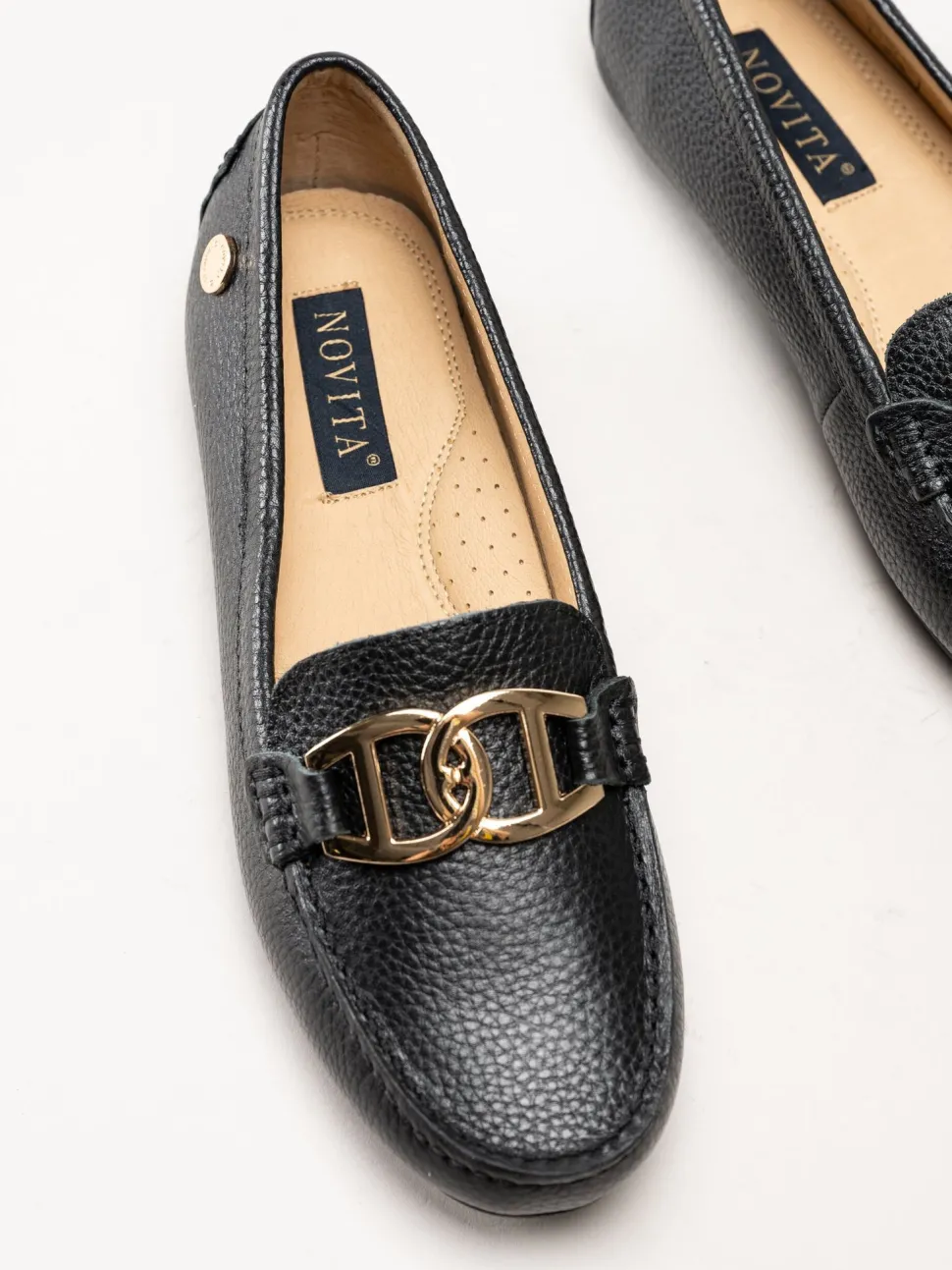Novita - Parma - Svarta loafers i skinn
