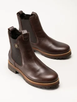 Panama Jack - fransesca Igloo - Bruna fårskinnsfodrade boots i skinn